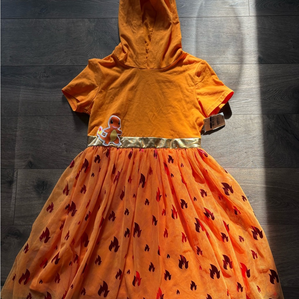 NWT Pokémon Orange Flame Hoodie Dress
